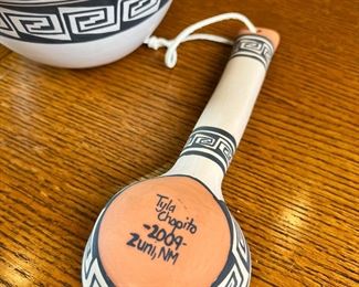 T. Chopito Zuni Pottery Bowl & Spoon	3.5 x 6.75in diameter.	
