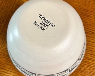 T. Chopito Zuni Pottery Bowl & Spoon	3.5 x 6.75in diameter.	
