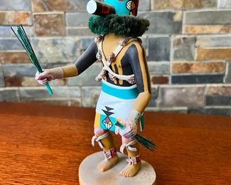 Zuni Warrior Kachina Doll Signed Tyron Armstrong 1990 Native American 	10 in High 	
