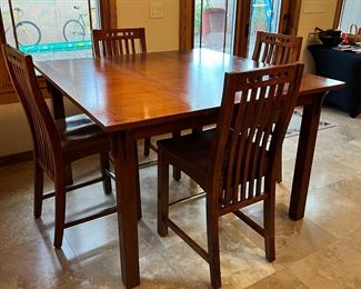 5pc Broyhill Artisan Ridge Hi-Top Table & 4 Chairs Mission Arts and Crafts	Table: 35 x 54 x 54	HxWxD
