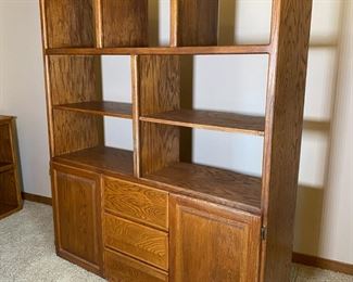 Large Oak Cabinet Etagere Shelf Unit	72 x 16 x 16.5in	HxWxD
