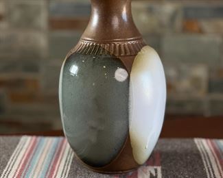 Pottery Craft Handcrafted Vase Compton California&nbsp;	10x3in at rim	
