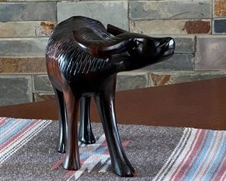 Hand Carved Wood Water Buffalo Figurine Sculpture 	8.5 inches long.	
