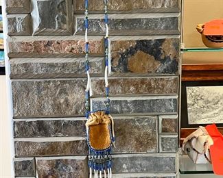Native American Beaded Hide Medicine/Seed Bag	3 inch  	
