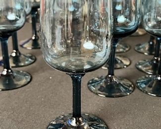 24pc Lenox Dusky Blue Connoisseur &nbsp;Stemmed Water Goblets Wine Glasses	Large: 7 x 2.75 <BR>Small: 6.25 x2 .5	
