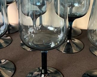 24pc Lenox Dusky Blue Connoisseur &nbsp;Stemmed Water Goblets Wine Glasses	Large: 7 x 2.75 <BR>Small: 6.25 x2 .5	
