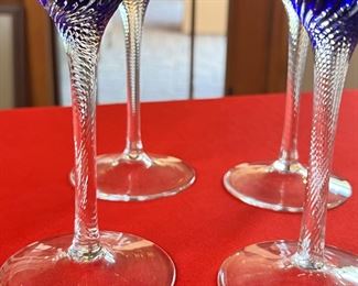 6pc Cobalt Blue Swirl Stemmed Goblets Wine Glasses	7.5 x 2.75 diameter.	
