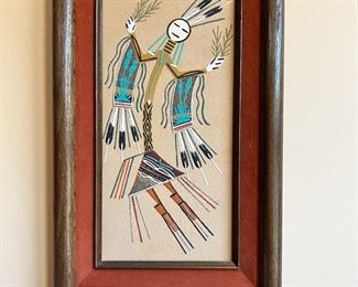 Navajo Sand Painting Rainbow Edward Yazzie Native American 	Frame: 15.5 x 9.5in	
