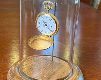 Gold Plated ARNEX Pocket Watch in Display Case 17 Jewel Caliber	Case: 7.5 inches high.	
