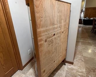 Antique Oak Curved Glass Curio Cabinet 	62.5 x 37 x 16in	HxWxD
