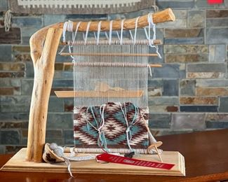 Navajo Native American Loom with Weaving Wood Sculpture	17 x 21 x 8in	HxWxD
