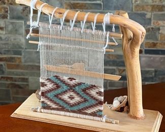 Navajo Native American Loom with Weaving Wood Sculpture	17 x 21 x 8in	HxWxD
