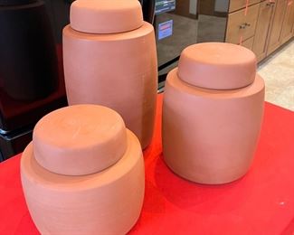 3pc Terracotta Bortner Kitchen Canister set	Large: 12in H	
