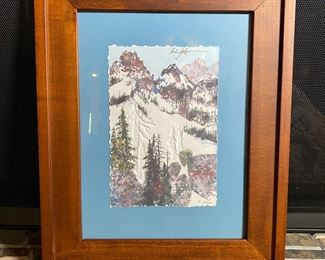 Ancient Cathedrals Signed/Numbered King Kuka Native American Flag Embossed Litho Art Framed Painting Print	Frame: 20.75 x 16.75in	
