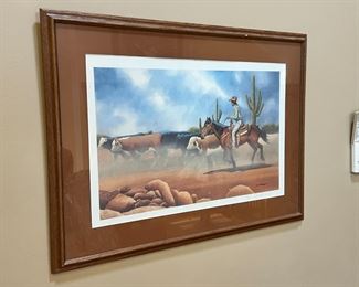 CE Phelps Cowboy Lithograph Print Framed	Frame: 24 x 33in	
