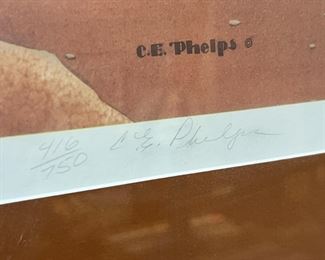 CE Phelps Cowboy Lithograph Print Framed	Frame: 24 x 33in	
