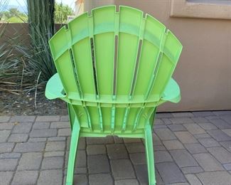 2pc Plastic Adirondack Chairs Pair Green & Yellow	37 x 29.5 x 32in	HxWxD
