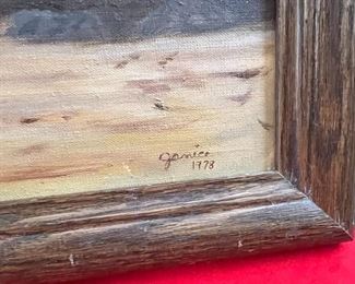 Original Art Horse Landscape Painting Janice 1978	Frame: 21 x 26.5in	
