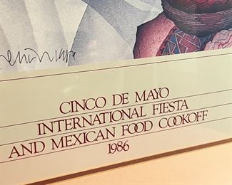 Signed Amado Pena Cinco De Mayo Print Framed	Frame: 30 x 32in	
