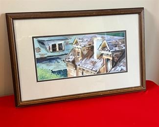 Original Art Lee Seebach Gables &nbsp;Jerome Watercolor Painting 	14x21in	
