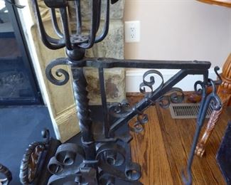 Pair of large wrought iron andirons