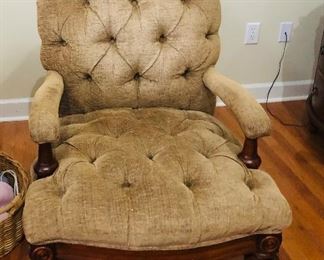 Jacobean tufted arm chair