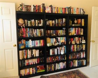 3 black bookcases
