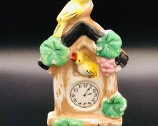 Vintage Bird Cuckoo Clock Ceramic Wall Pocket Japan