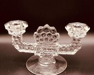 Fostoria "American" Pair of Double-Arm Candleholders