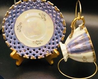 Lustre Ware Tea Cup and latticed Saucer