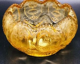 Vintage amber sunburst bowl