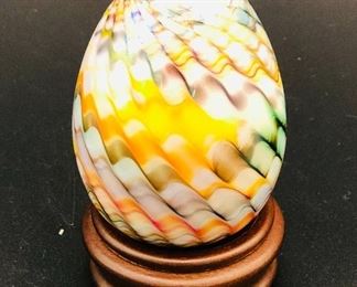 Irridescent egg paperweight
