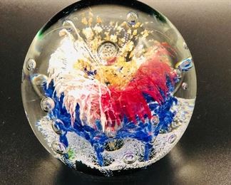 Handcrafted art glass paperweight
