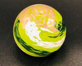 Handcrafted art glass swirl paperweight