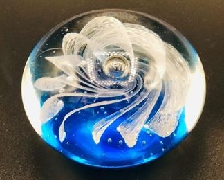 Handcrafted art glass nautical twist paperweight