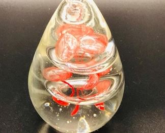 Handcrafted art glass lava in motion paperweight
