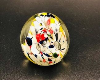 Handcrafted art glass riot of color paperweight