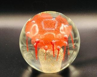Handcrafted art glass jellyfish paperweight