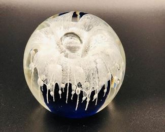 Handcrafted art glass linen tentacles paperweight