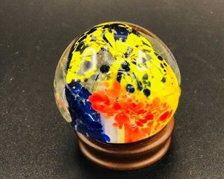 Handcrafted art glass Spring paperweight