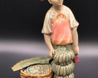 CHINESE WAN JIANG GLAZED Child With Banana Harvest Figurine