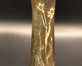 Silver crest sterling on brass vase