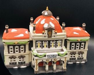 Lots of Department 56 Christmas village buildings , trees and figures