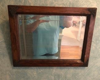 Antique framed beveled mirror
