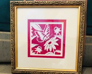Framed paper cut butterfly