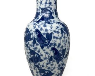 Blue & White Koi Vase Large 16"