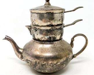 Stacking Silver Plate Tea Pot