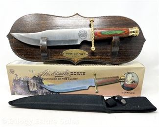 Chipaway Cutlery Sam Houston 15" Bowie Knife Defender Of The Alamo With Box & Wall Plaque