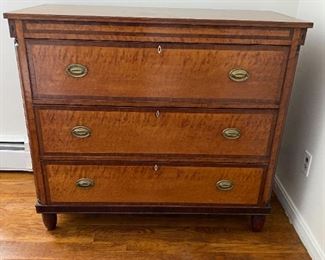 Antique 3-drawer dresser with inlays:  45.5" wide, 41" tall, 21" deep.