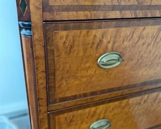 Closeup of Inlaid Antique 3-drawer dresser